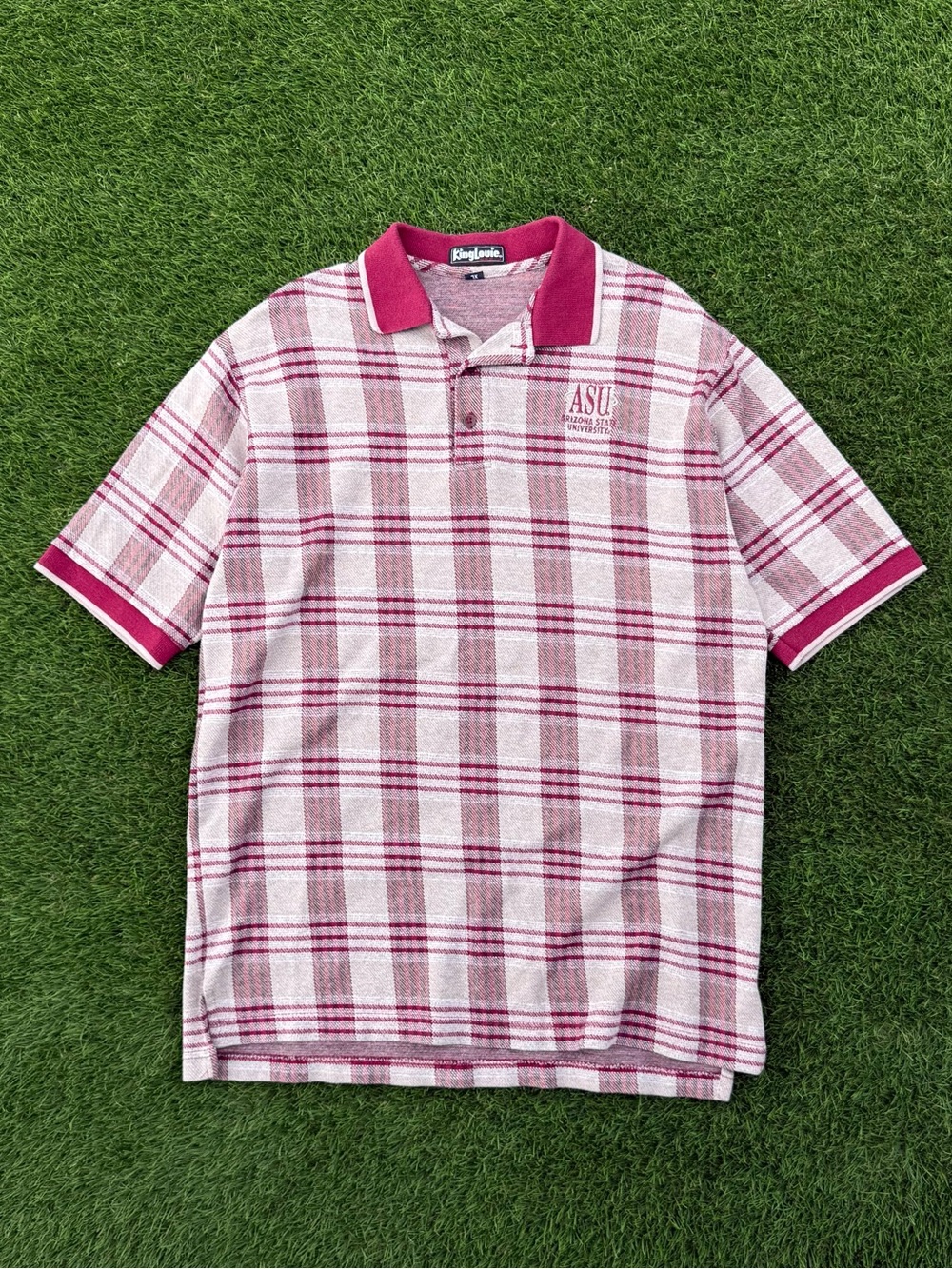 Vintage 90s Arizona State University Polo Shirt Knit Plaid Golf King Louie XL
